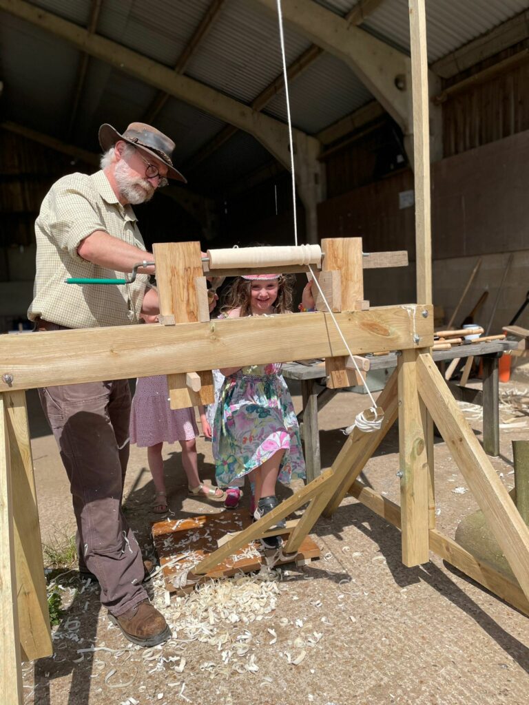 Green woodworking demo at Open Farm Sunday