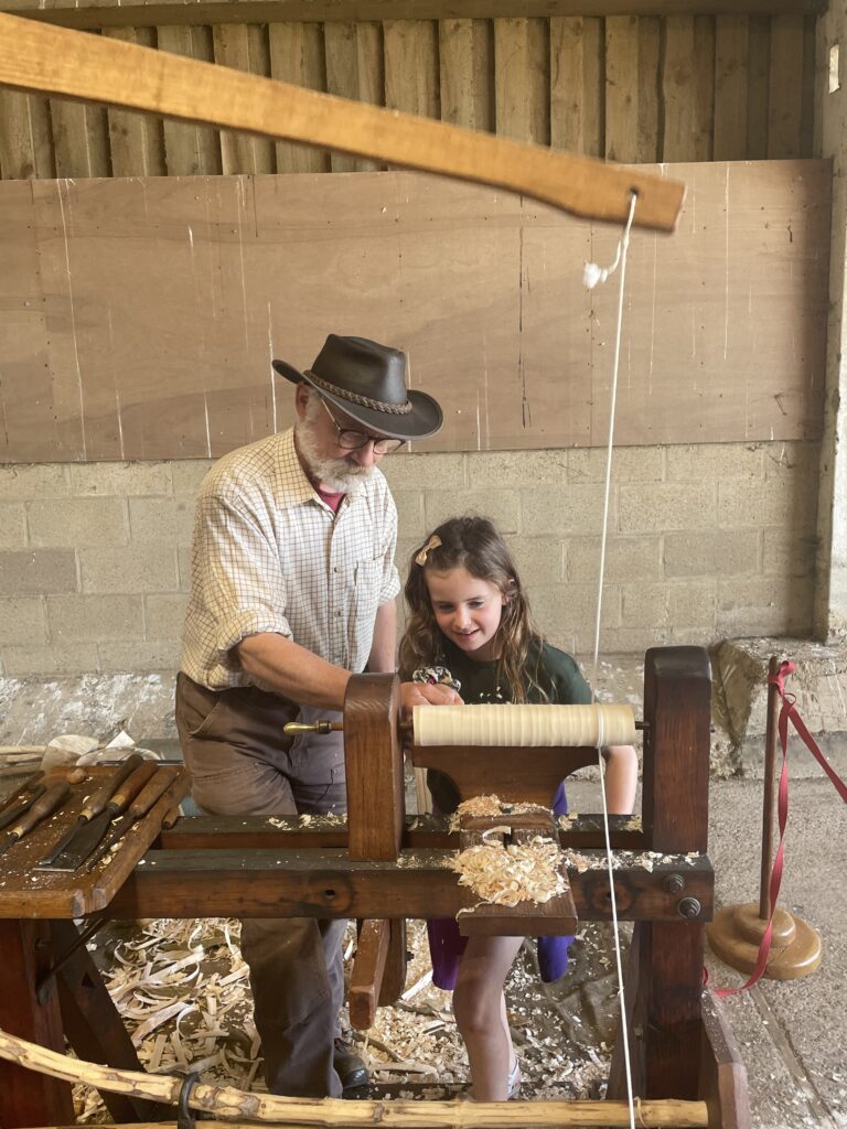 Green woodworking demo at Open Farm Sunday